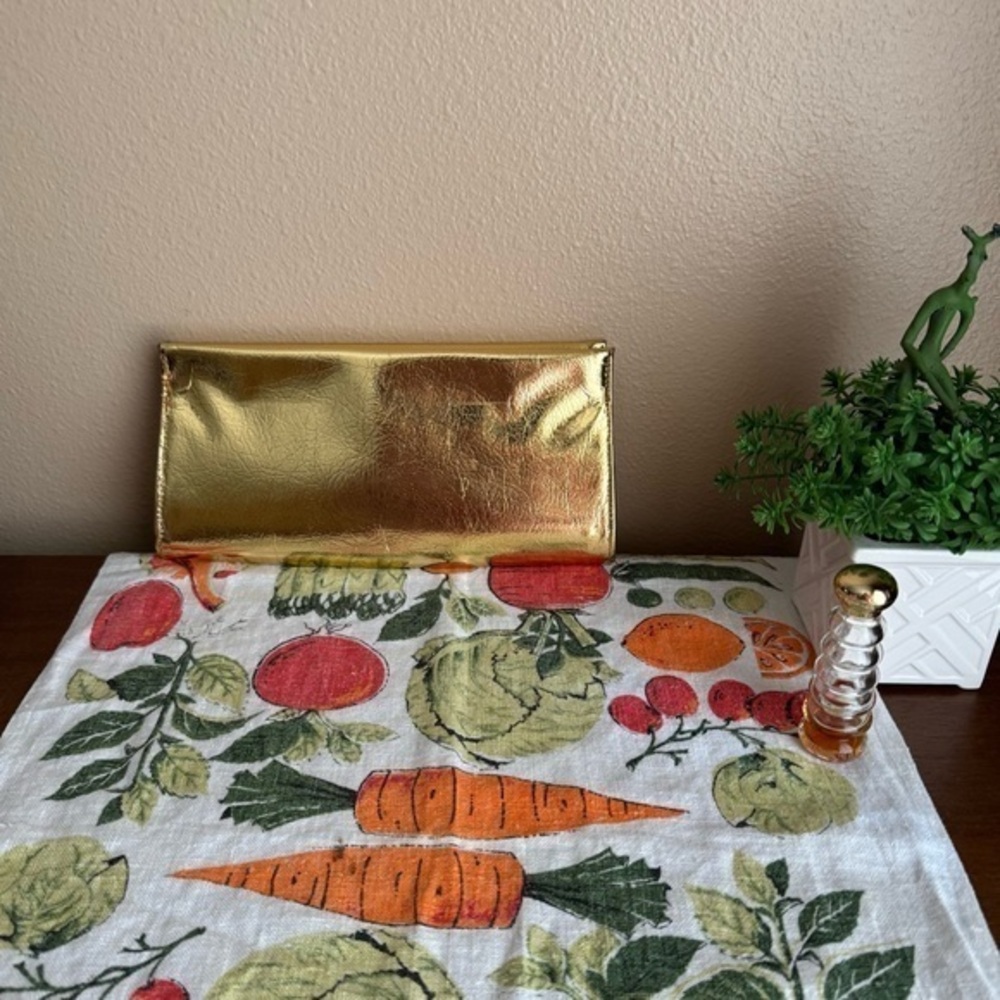 Vintage gold foil snap closure clasp handbag